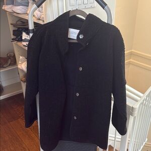 Black Textured Coat with Button Closure